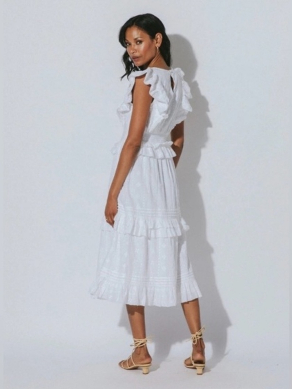 White Eyelet Ruffle Maxi Dress - Picture 5 of 7
